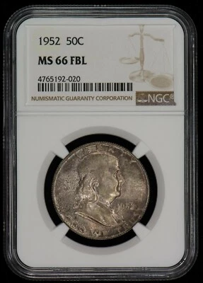 1952 50c Franklin Silver Half Dollar - Mint Set Toning - NGC MS 66 FBL - X6221 - Image 1 of 4