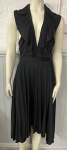 Olga Kapustina Black Silk Jersey Halter Flare Dress - Picture 1 of 7