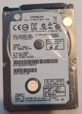 HITACHI/320GB/SATA 2.5"/Laptop/HDD/Hard Disk Drive/HTS543232A7A384/5400rpm - Image 1 of 4