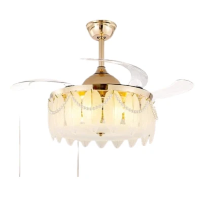#1953 42″ Invisible Ceiling Fan Chandelier Light Modern Crystal Ceiling Fan - Image 1 of 3