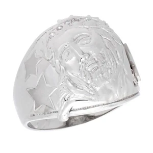 Uomo Argento Sterling Gesù Cristo Anello W/Brillante Taglio Cubici Zirconia - Foto 1 di 2