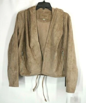 BlankNYC Mujer Imitación Gamuza Cordón Chaqueta con Capucha Cremallera Lateral Bolsillo Tejido M Foto 1 de 4