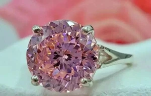 Clarity VVS1 Treated Pink Portuguese Cut 5 Ct Diamond Wedding Ring -925 Silver - Picture 1 of 6