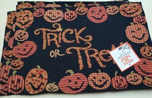TRICK OR TREAT 4pc  Halloween Fabric Tapestry PlaceMat 13" x 19" Pumpkins - Picture 1 of 1