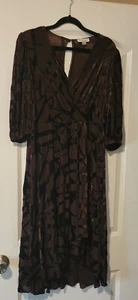 Calvin Klein COFFEE BEAN Burnout E-Z Fit & Flare Dress size 6 EUC Lined - Picture 1 of 7