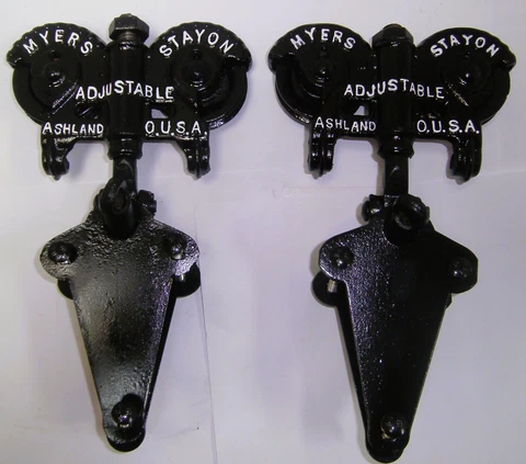 Original Cast Iron FE Myers Stay On Barn Door Rollers Restored Adjustable Cover
