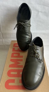 Camper Green Leather IMAN XL Extralight Lace Up Brogue Flat Shoes 39/6 - Picture 1 of 10