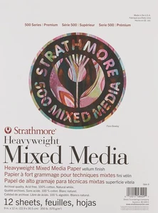 500 Series Heavyweight Mixed Media Pad 9"X12"-12 Sheets -62584900, White, 9x12 - Picture 1 of 2