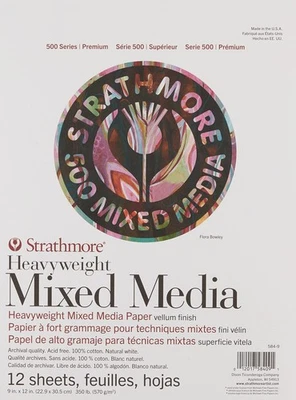 Almohadilla para medios mixtos de peso pesado serie 500 9"X12"-12 hojas -62584900, blanca, 9x12 Foto 1 de 2