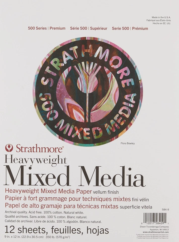 500 Series Heavyweight Mixed Media Pad 9"X12"-12 Sheets -62584900, White, 9x12 - Image 1 of 2