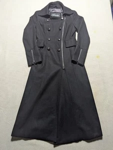 GUESS Women's Double Breasted Black Military Goth Cosplay Travel Coat Sz Small - Picture 1 of 9