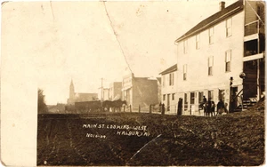 Halbur, Iowa Main Street Looking West RPPC Postcard Horses 1911 - Picture 1 of 2