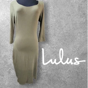 Vestido midi ceñido al cuerpo verde oliva Lulus Be So Bold L - Imagen 1 de 12