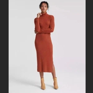 Charter Club 100% Cashmere Turtleneck Midi Sweater Dress in Pecan Petite MEDIUM - Picture 1 of 5
