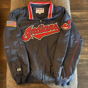 Vintage 90er Y2K Cleveland Indians Chief Wahoo authentische Majestic Jacke Herren XL EUC - Bild 1 von 12
