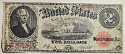 F-59 1917 $2 Two Dollar Legal Tender Red Seal Large Size Note ELLIOTT/WHITE - Image 1 of 4