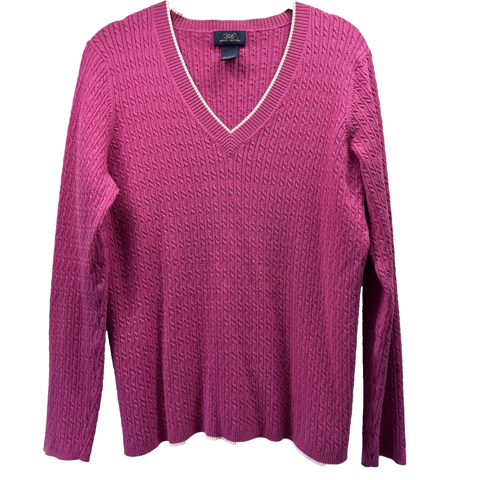 Suéter Brooks Brothers 346 para mujer mezcla de cachemir talla L rosa liso tejido con cable Foto 1 de 4