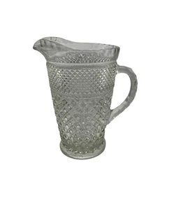 Vintage Wexford Anchor Hocking Crystal Glass Pitcher Diamond Pattern Used - Picture 1 of 6