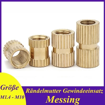 M1.4 - M10 Messing Rändelmutter Gewindeeinsatz Einpressmutter Einschlagmutter - Bild 1 von 4