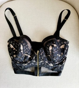Victoria's Secret Bra Size 32DD Lace Lined Demi Buste Zipper Sexy - Picture 1 of 5