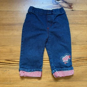 Jeans bambino Fisher-Price vintage rosso bianco orlo a quadri cuore TAGLIA 2T - Foto 1 di 5