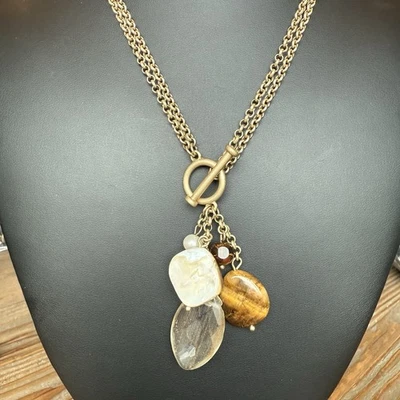 Lia Sophia 退役“自然魅力”项链 17 英寸镀金 Lariat YDrop 悬垂 — 第 1/4 张图片