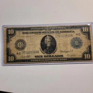 Large Size $10 1914 Federal Reserve Note  Cleveland, Ohio.  - Picture 1 of 8