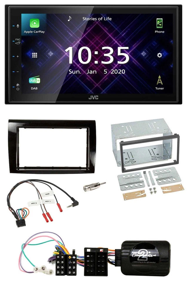 JVC DAB 2DIN Lenkrad Bluetooth USB Autoradio für Fiat Bravo 2007-2014 - Bild 1 von 4
