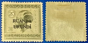 Ruanda-Urundi 1924 20c Kopfschmuck von Ubangi Mann Sc-9 olivgrün MH OG #W8 - Bild 1 von 1