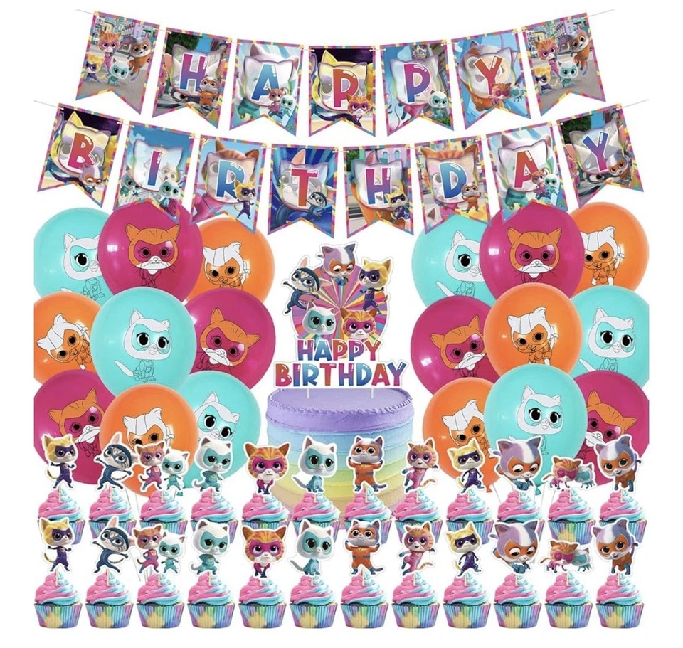 Super Gatitos Temáticos Fiesta de Cumpleaños Suministros Dibujos Animados Gatito Globos Decoración Foto 1 de 4