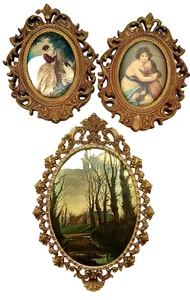THREE VTG PORTRAIT FRAME WORKS, TWO IN WOOD, ONE IN BRONZE (Large), CLASSICS - Picture 1 of 6