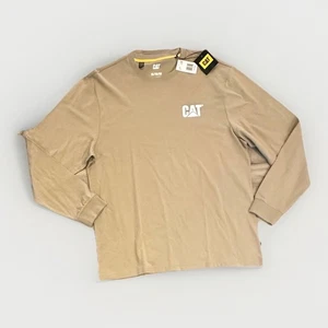 CAT Men's Navanero Logo Long Sleeve Shirt, Color: Dark Sand, Size XL, New - Picture 1 of 7