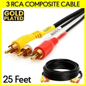 Cable 3-RCA 25 Pies Tres RCA Video + Cable de Audio Cable Compuesto TV Consola de Juegos - Imagen 1 de 4