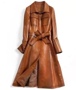 Cappotto trench donna stile italiano street wear designer pelle PU 182 - Foto 1 di 6
