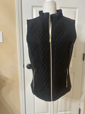 Kenneth Cole New York Women’s 1X Black Quilted Vest Zip Front Sleeveless Jacket - Image 1 of 4