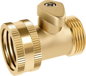 Heavy Duty Brass Shut Off Valve, Garden Connector Attachment with Rubber... - Picture 1 of 9