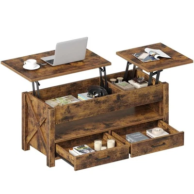 Coffee Table, 47.2 Lift Coffee Table with 2 Storage Drawers and Hidden - Image 1 of 4