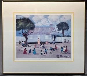 Jackie Haliburton Artwork "Recess" Signed Vintage 1996 Framed 280/450 w/ COA - Picture 1 of 7