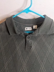 Haggar Polo Men's XL Diamond Striped Geometric Shirt Forest Green - Picture 1 of 9