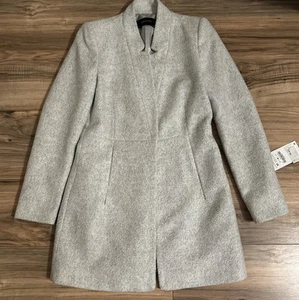ZARA BASIC Light Gray Knit Blend Pea Coat Lined Size M - Picture 1 of 3