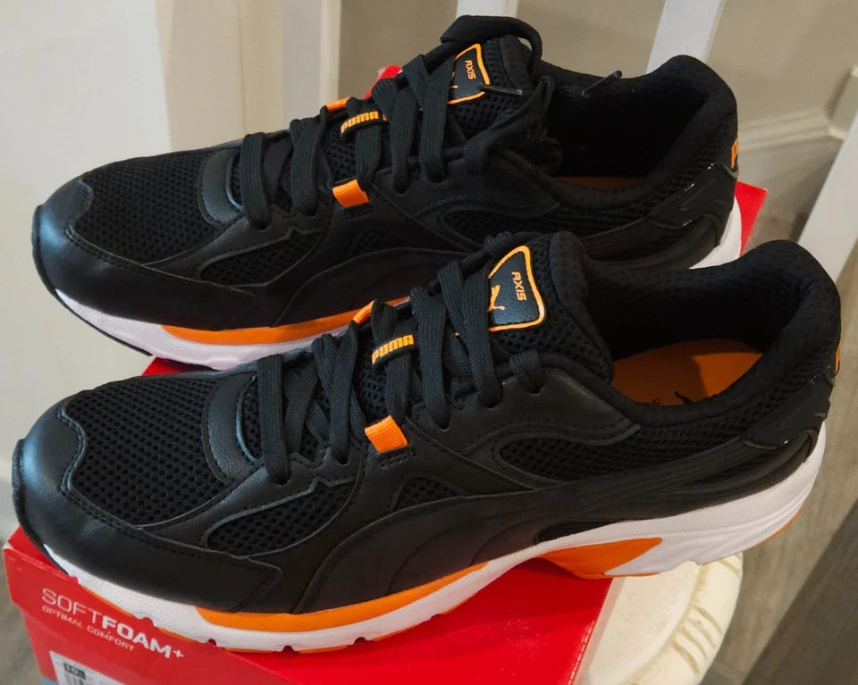 Puma Axis Plus 90s Sneakers Black/Orange 370287-01 Men’s 10.5 New w/ Box - Image 1 of 4
