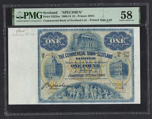 Scotland One Pound 03-01-1910 PS323as "Specimen" About Uncirculated - Picture 1 of 2