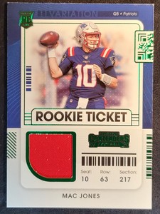2021 Panini Contenders Rookie Ticket Swatches Green #RTS-MJO Mac Jones (RC)