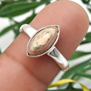 Natural Rhodochrosite 925 Silver Ethnic Cocktail Heart Chakra Boho Ring Jewelry - Foto 1 di 8