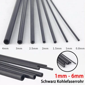 Ø1mm-6mm Schwarz Carbon Rohr Rundrohr Kohlefaser Carbon Länge 200mm 400mm 1000mm - Picture 1 of 9