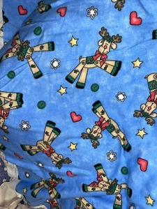 Daisy Kingdom, Flying Rudi Rock￼in reindeer Flannel Fabric by the yard Vintage - Picture 1 of 6