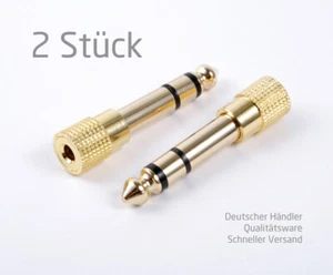 2 Stück Audio Adapter Klinke 6,35mm Stecker 3,5mm stereo Buchse vergoldet [#1227 - Bild 1 von 3