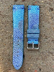 26mm 25 24 23 22 21 20 19 18 16 14mm 12mm Blue Stingray Leather Watch Strap Band