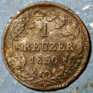 German States WÜRTTEMBERG Kreuzer 1860 KM# 600 - Picture 1 of 2