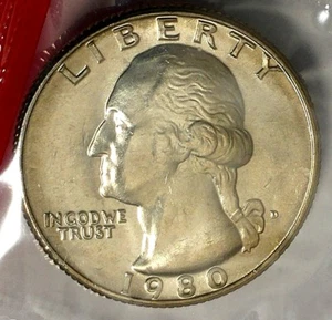 1980-D 25C Washington Quarter BU-CLAD M/S 18us1106-2 - Picture 1 of 2